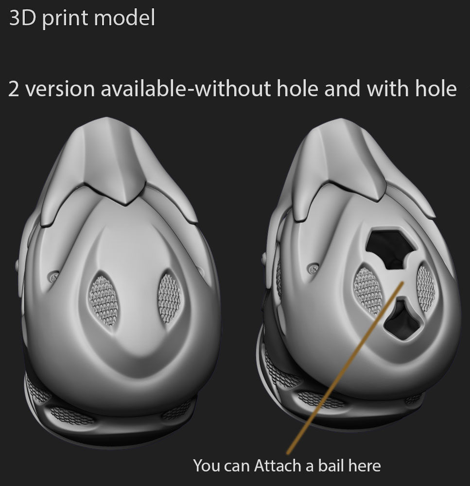 skull pendant jewelry Biker helmet vol5  3D print model_8