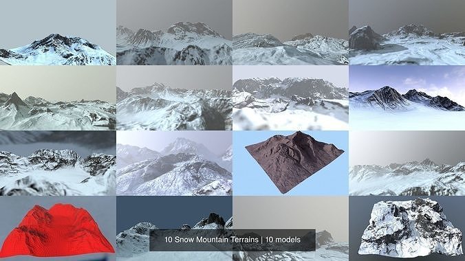 10 Snow Mountain Terrains 3D Model Collection