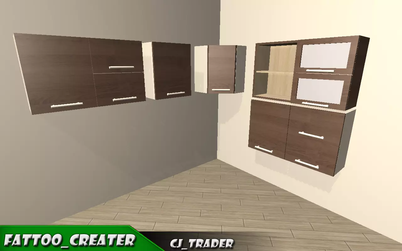 kitchen shelf low poly 3d model Low-poly 3D model_0