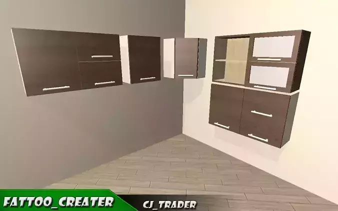 kitchen shelf low poly 3d model Low-poly 3D model