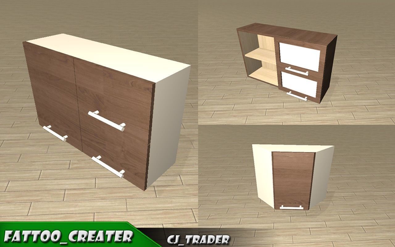 kitchen shelf low poly 3d model Low-poly 3D model_1