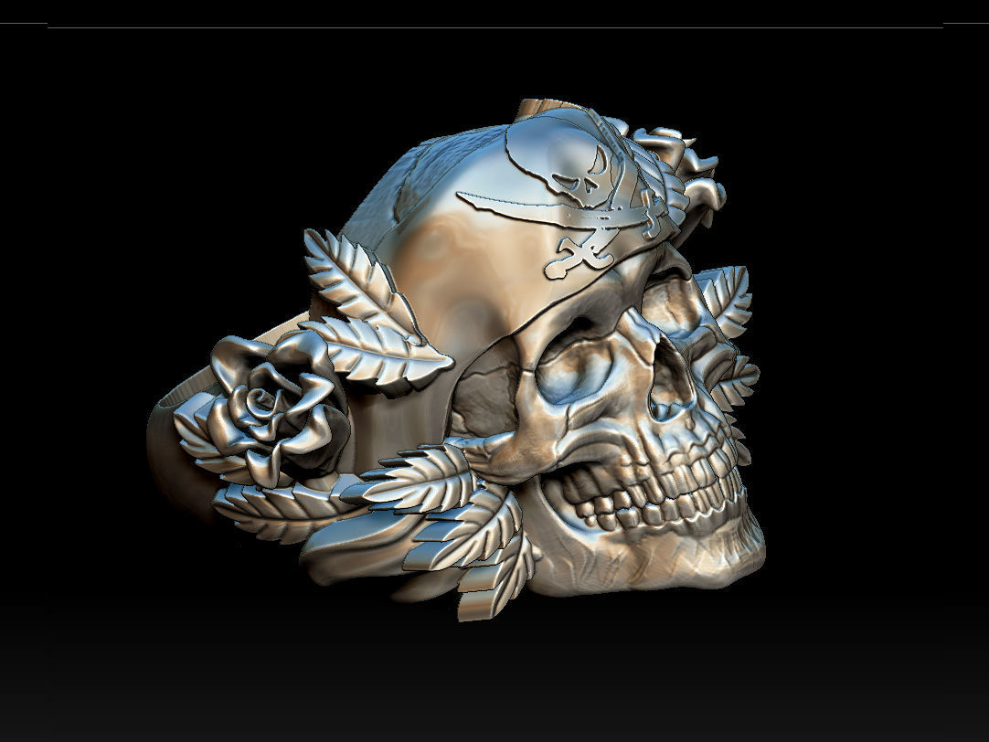 Skull ring 3D print model_3