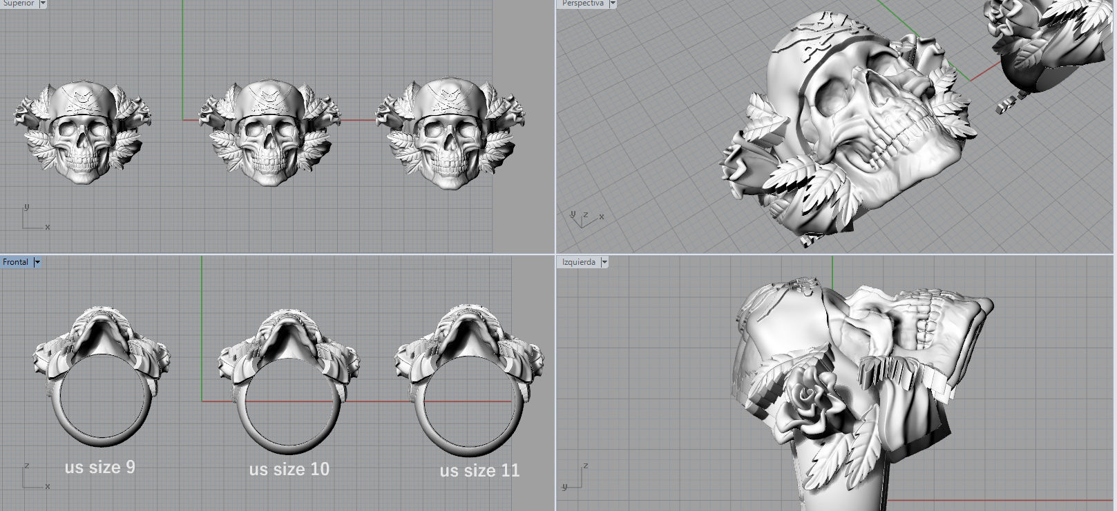 Skull ring 3D print model_5