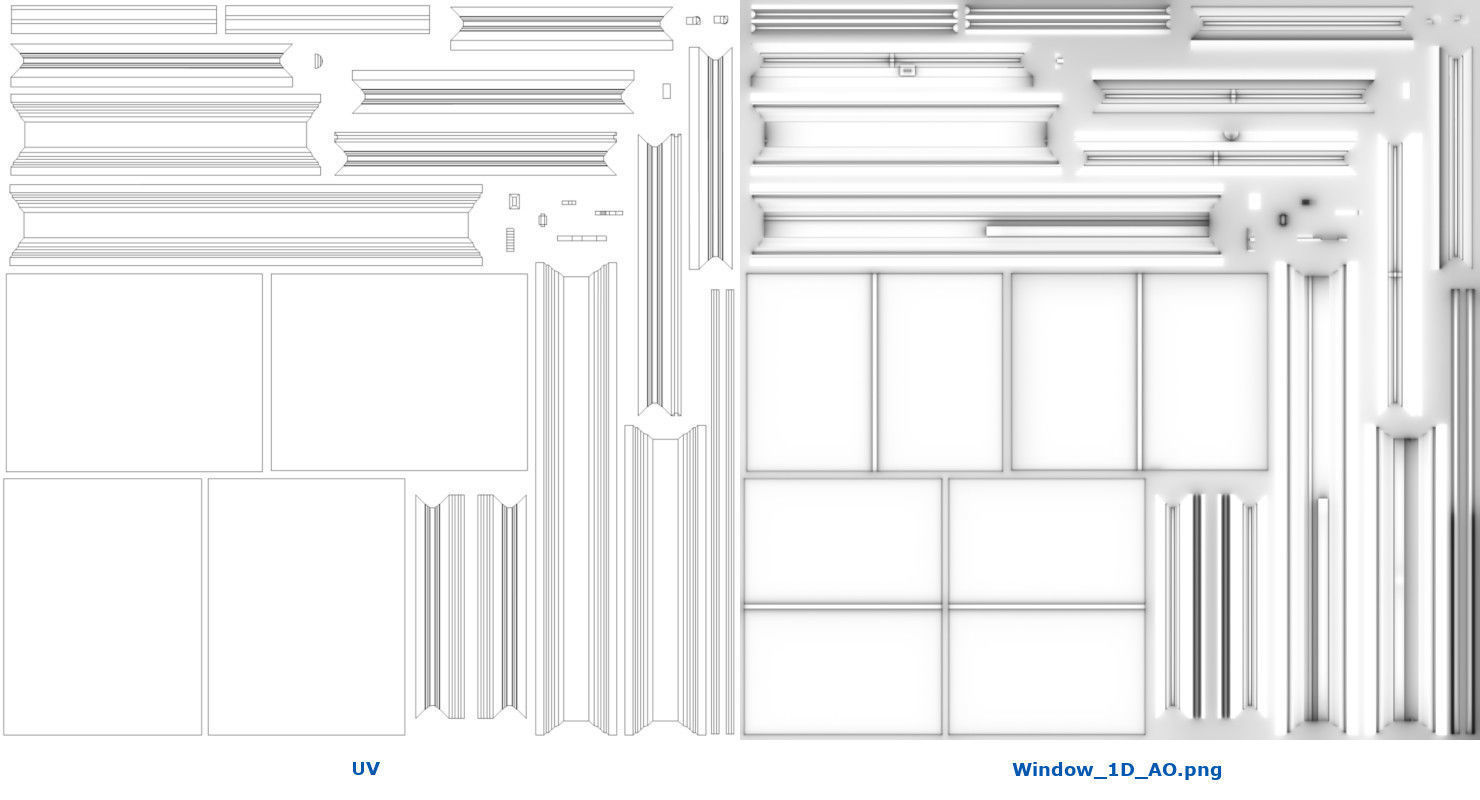 Window 1D Low-poly 3D model_8