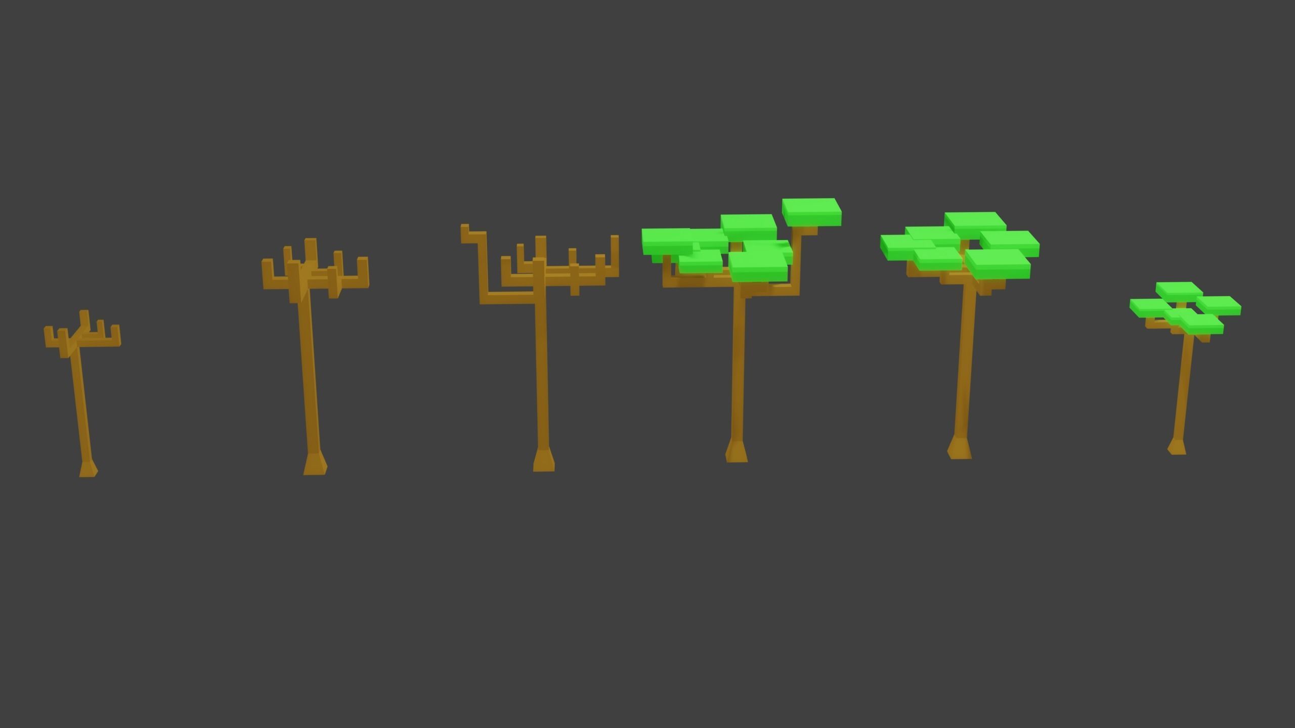 Blocky Trees Pack Low-poly 3D model_8