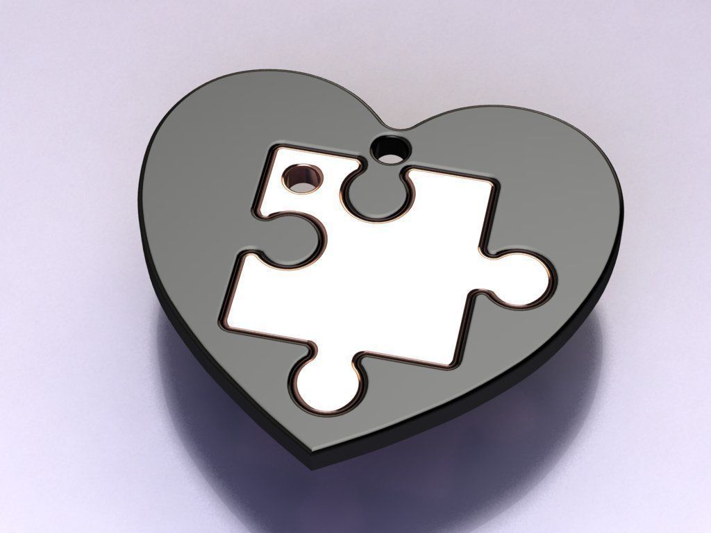 Heart Puzzle Necklace 3D print model_3