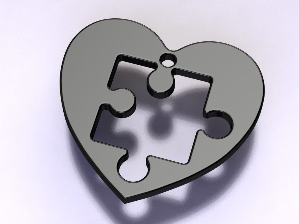 Heart Puzzle Necklace 3D print model_5