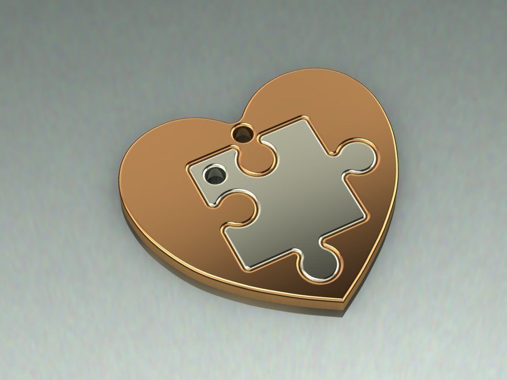 Heart Puzzle Necklace 3D print model_1