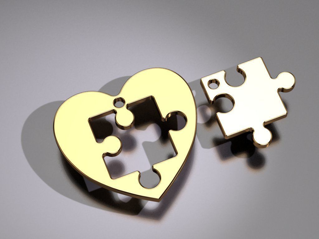 Heart Puzzle Necklace 3D print model_4