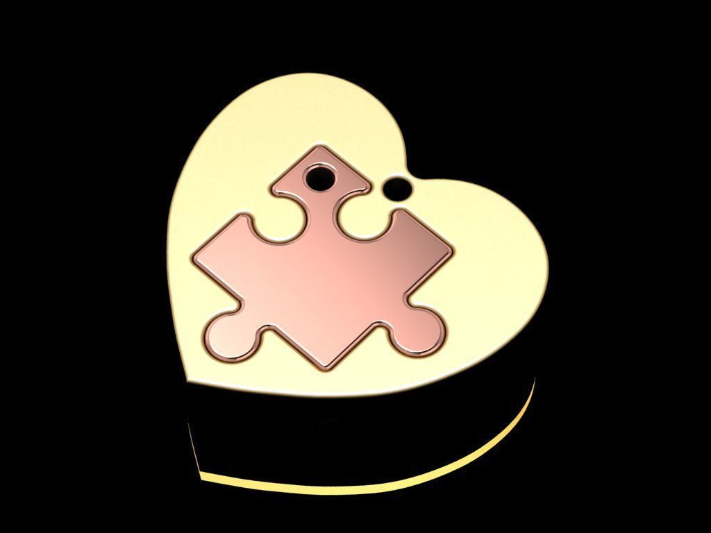 Heart Puzzle Necklace 3D print model_2