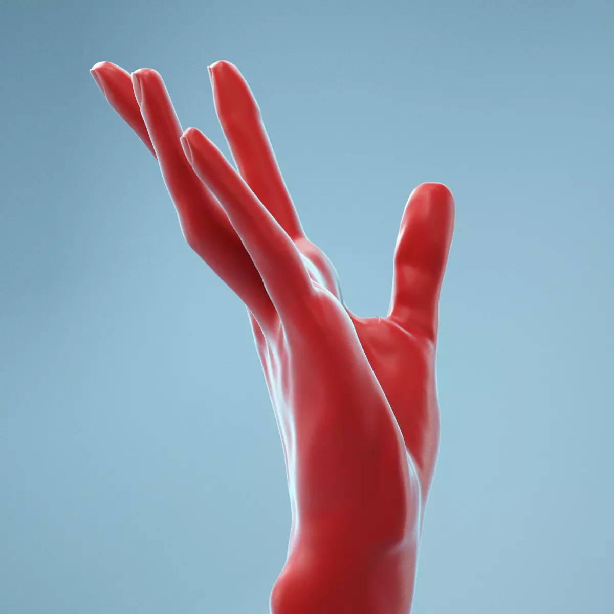 Stretched Backwards Realistic Hand Model 04 3D model_0
