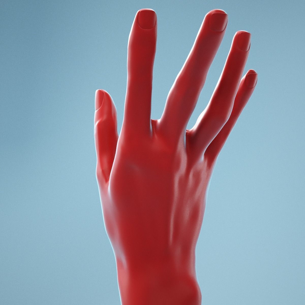 Stretched Backwards Realistic Hand Model 04 3D model_4