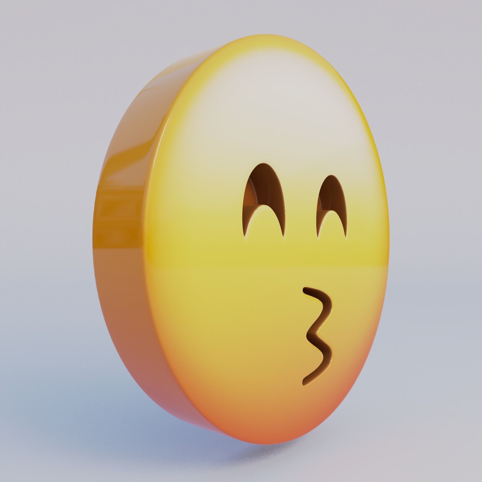 Kissing Face With Smiling Eyes 3D Emoji Low-poly 3D model_2