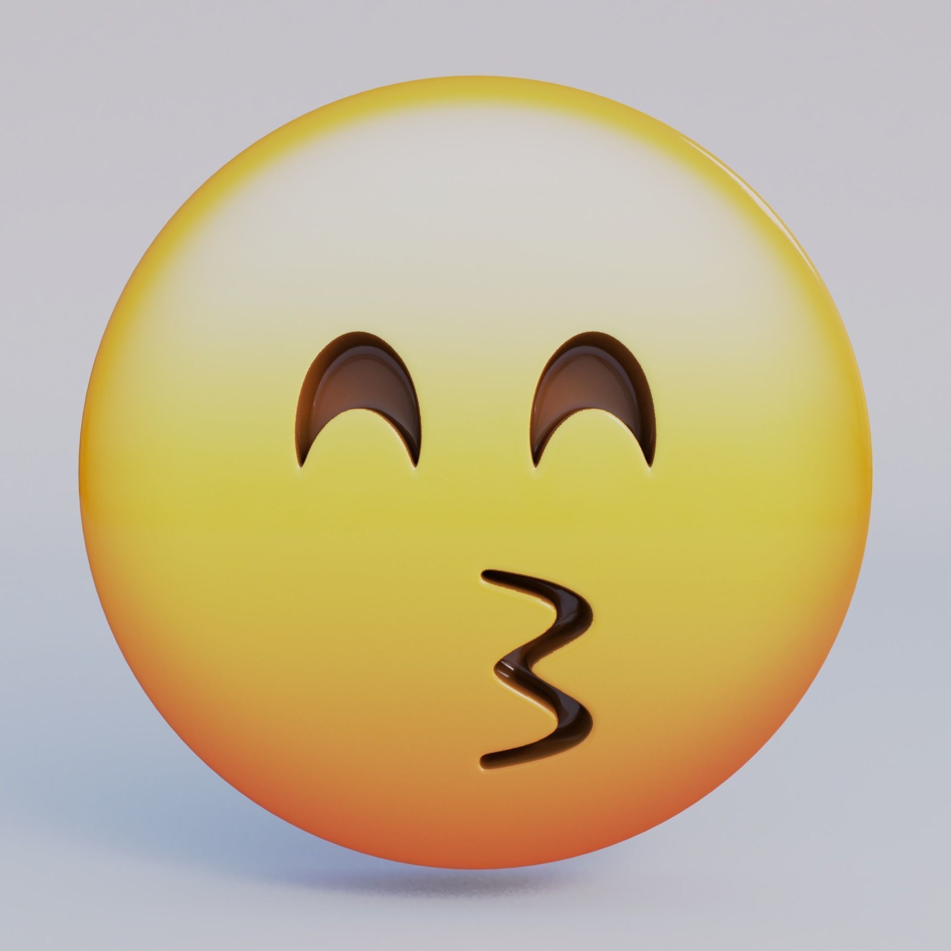Kissing Face With Smiling Eyes 3D Emoji Low-poly 3D model_1