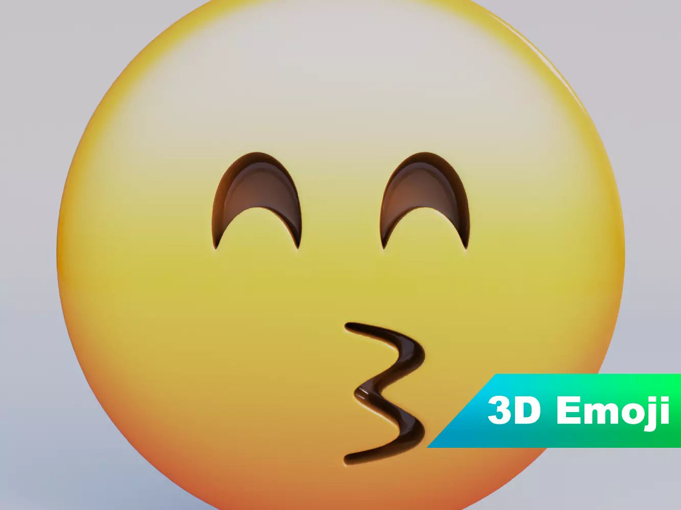 Kissing Face With Smiling Eyes 3D Emoji Low-poly 3D model_0