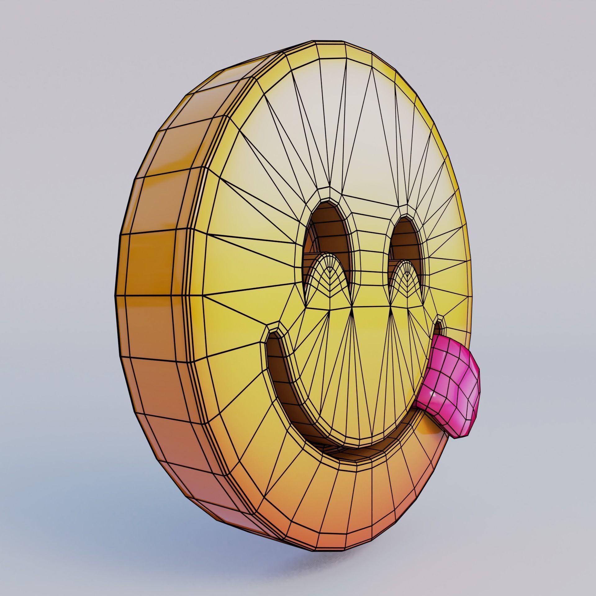 Face Savoring Food 3D Emoji Low-poly 3D model_6