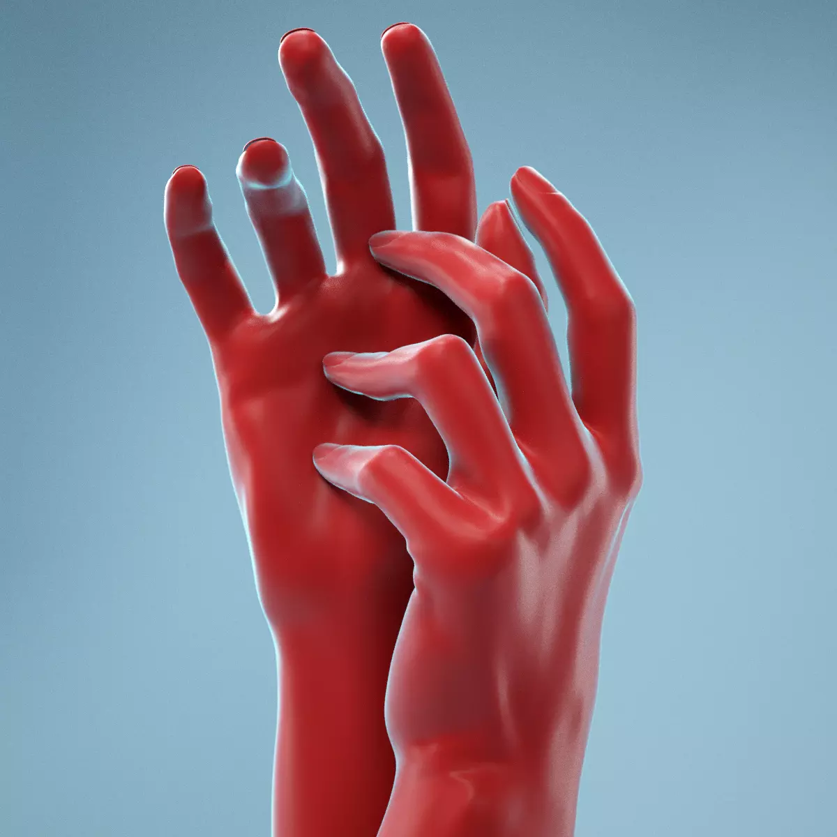 Gently Touching Realistic Hands Model 19 3D model