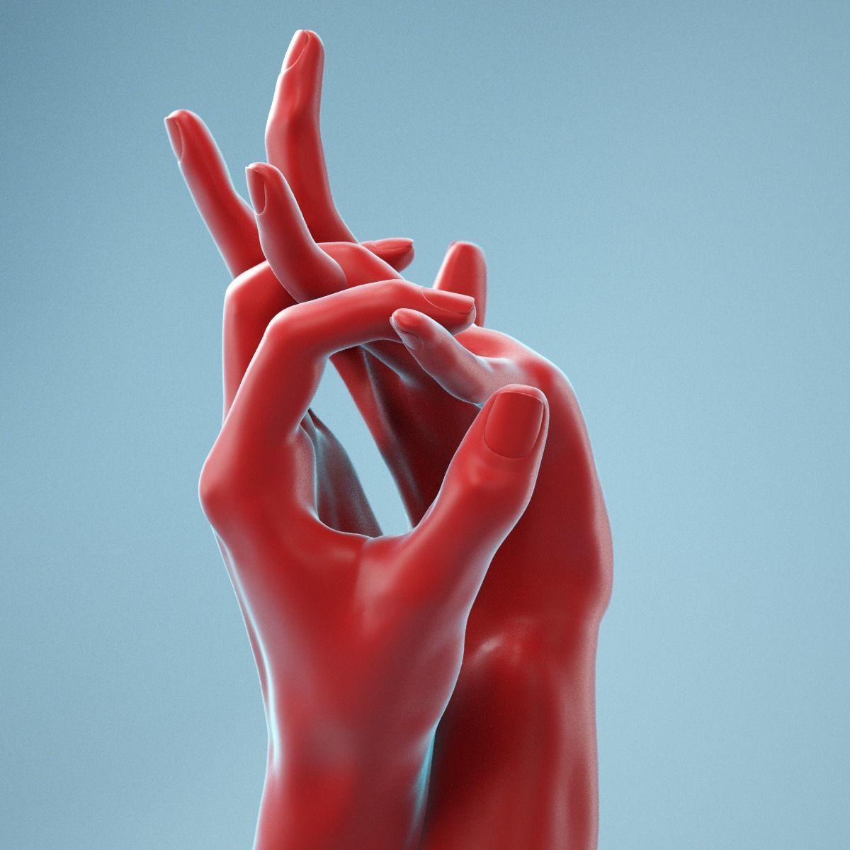 Pulling Back Realistic Hands Model 20 3D model_3