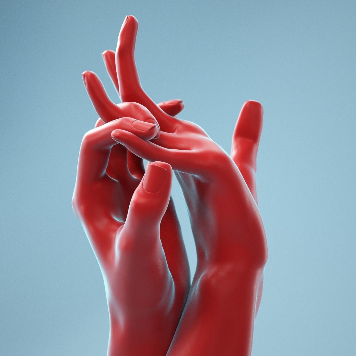 Pulling Back Realistic Hands Model 20 3D model_2