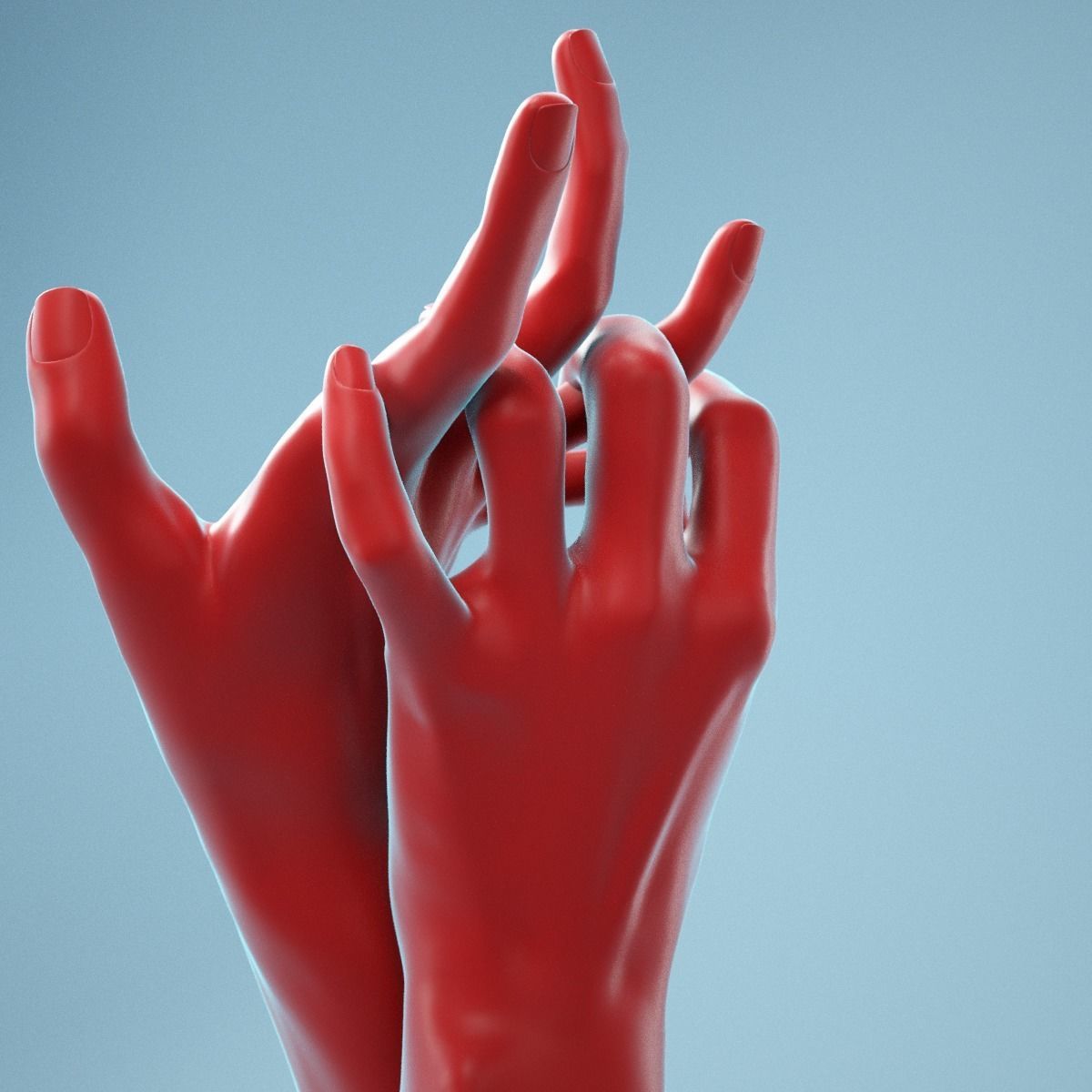 Pulling Back Realistic Hands Model 20 3D model_7