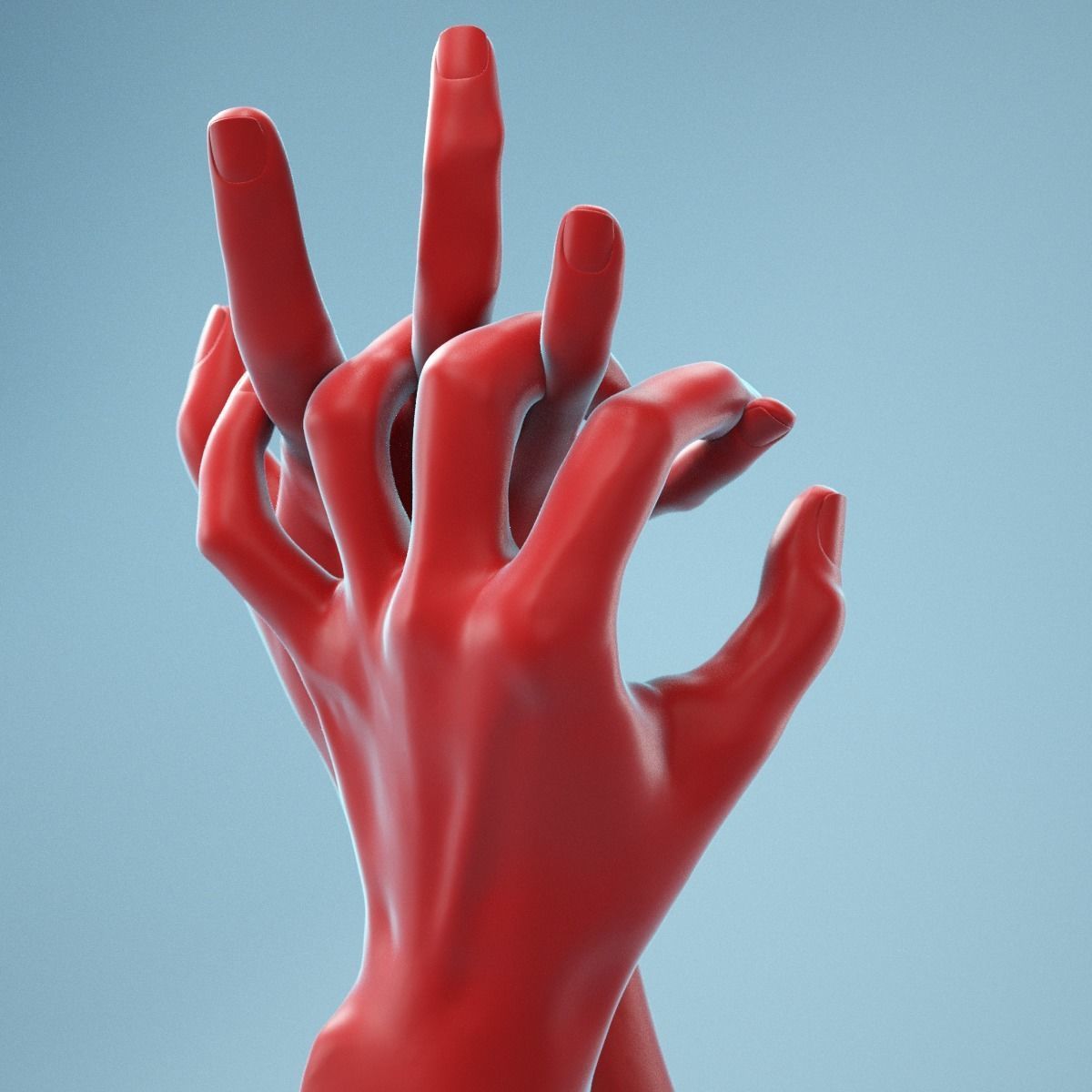 Pulling Back Realistic Hands Model 20 3D model_5