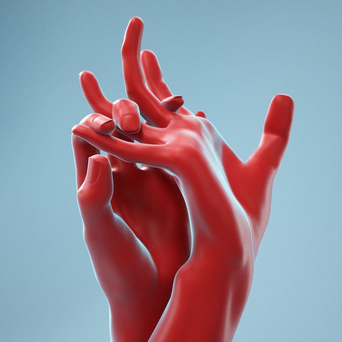 Pulling Back Realistic Hands Model 20 3D model_1