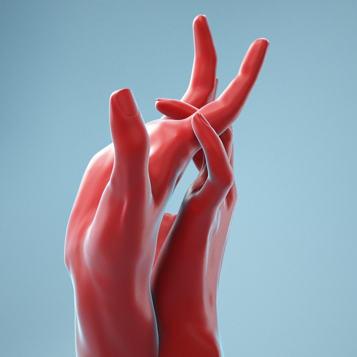 Pulling Back Realistic Hands Model 20 3D model_9