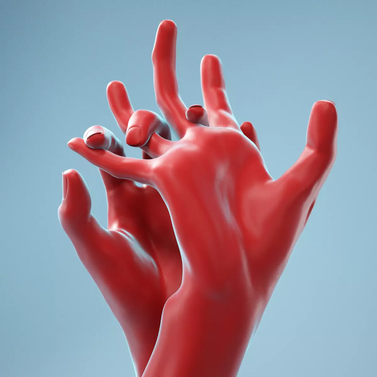 Pulling Back Realistic Hands Model 20 3D model_0