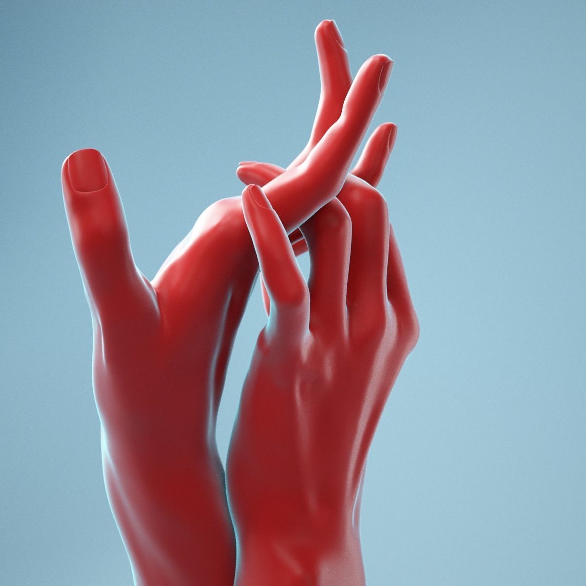 Pulling Back Realistic Hands Model 20 3D model_8