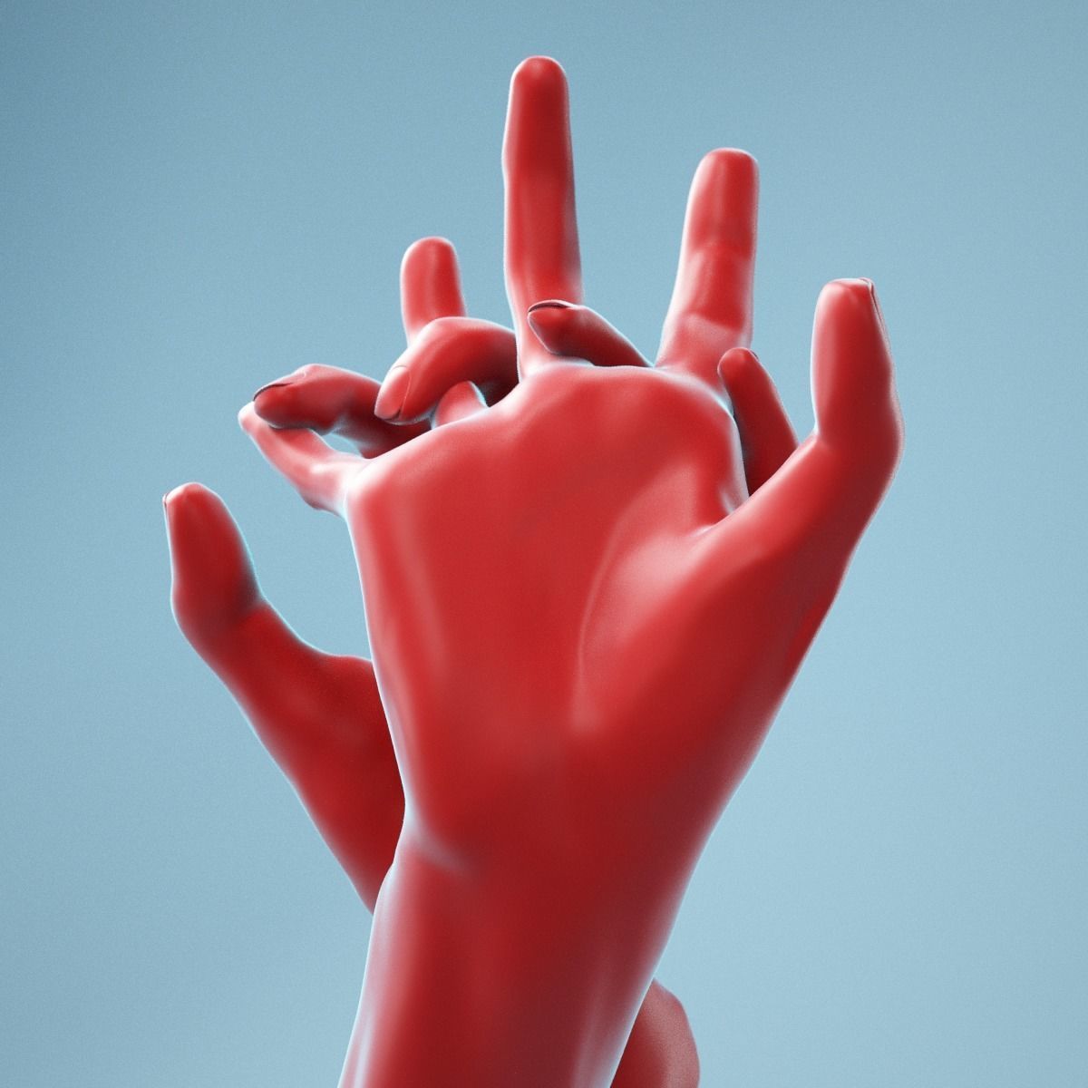 Pulling Back Realistic Hands Model 20 3D model_11