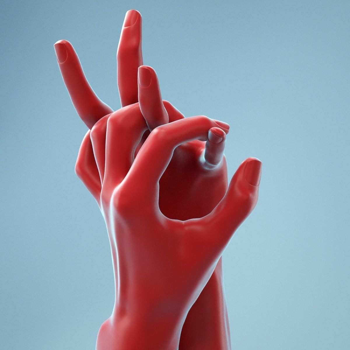 Pulling Back Realistic Hands Model 20 3D model_4