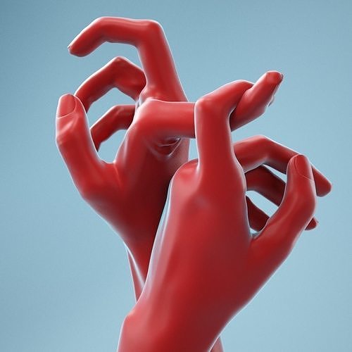 Hooked Realistic Hands Model 21 3D model