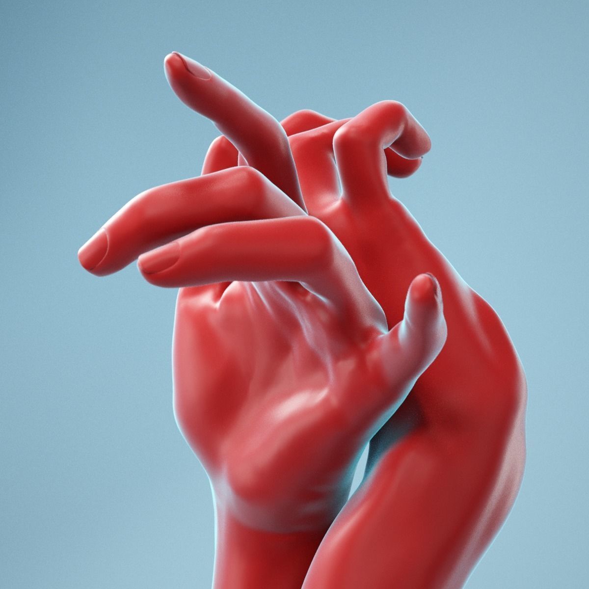 Leaning Back to Back Relaxed Realistic Hand Model 22 3D model_2