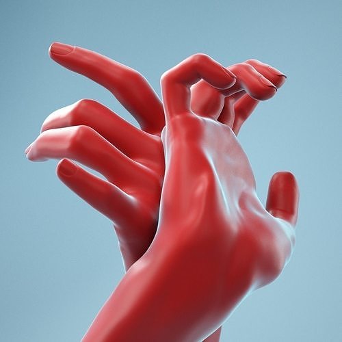 Leaning Back to Back Relaxed Realistic Hand Model 22 3D model