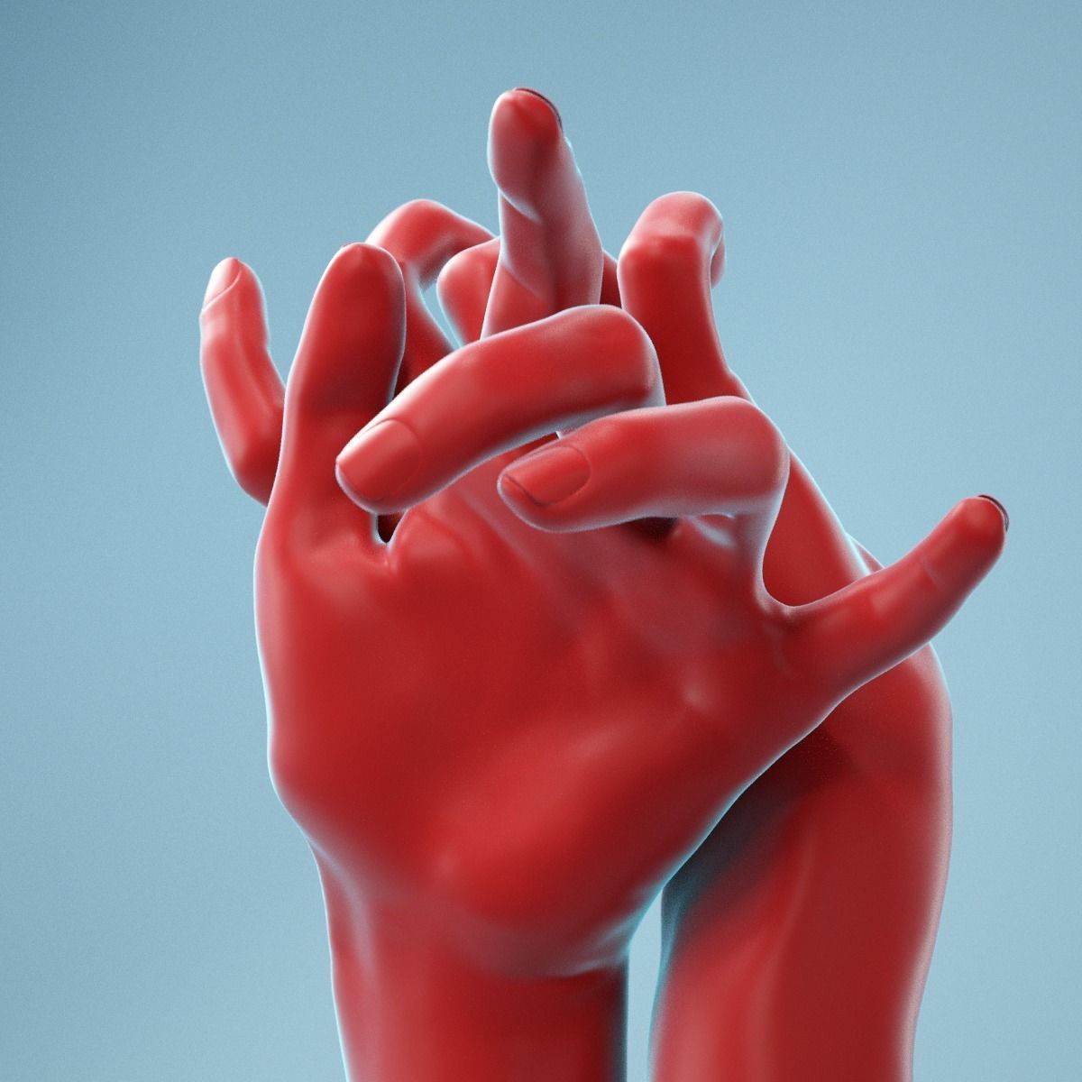 Leaning Back to Back Relaxed Realistic Hand Model 22 3D model_3