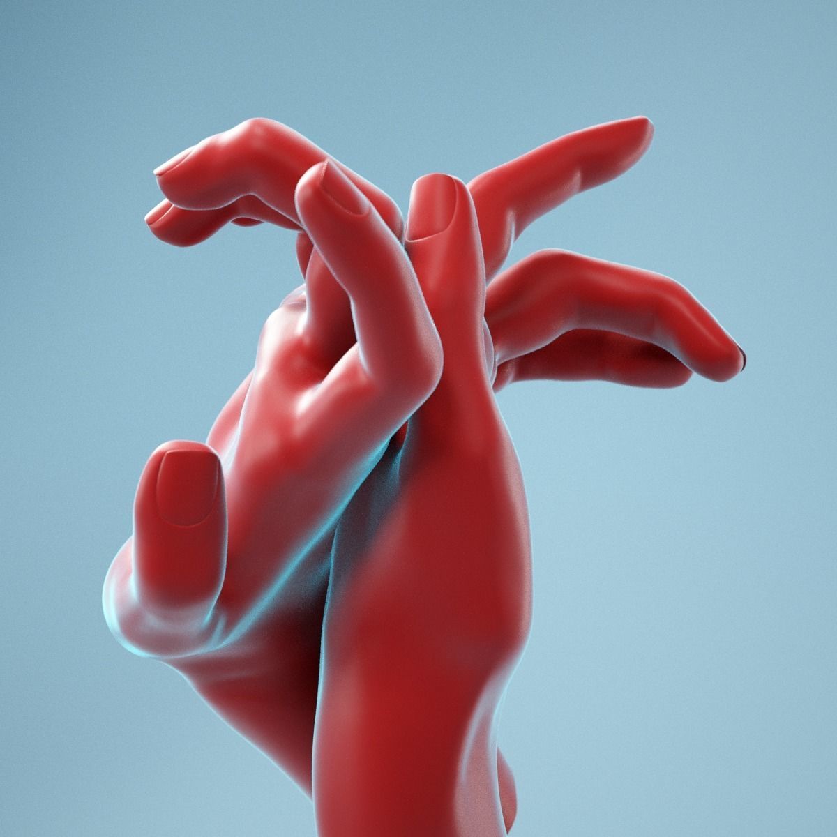 Leaning Back to Back Relaxed Realistic Hand Model 22 3D model_7