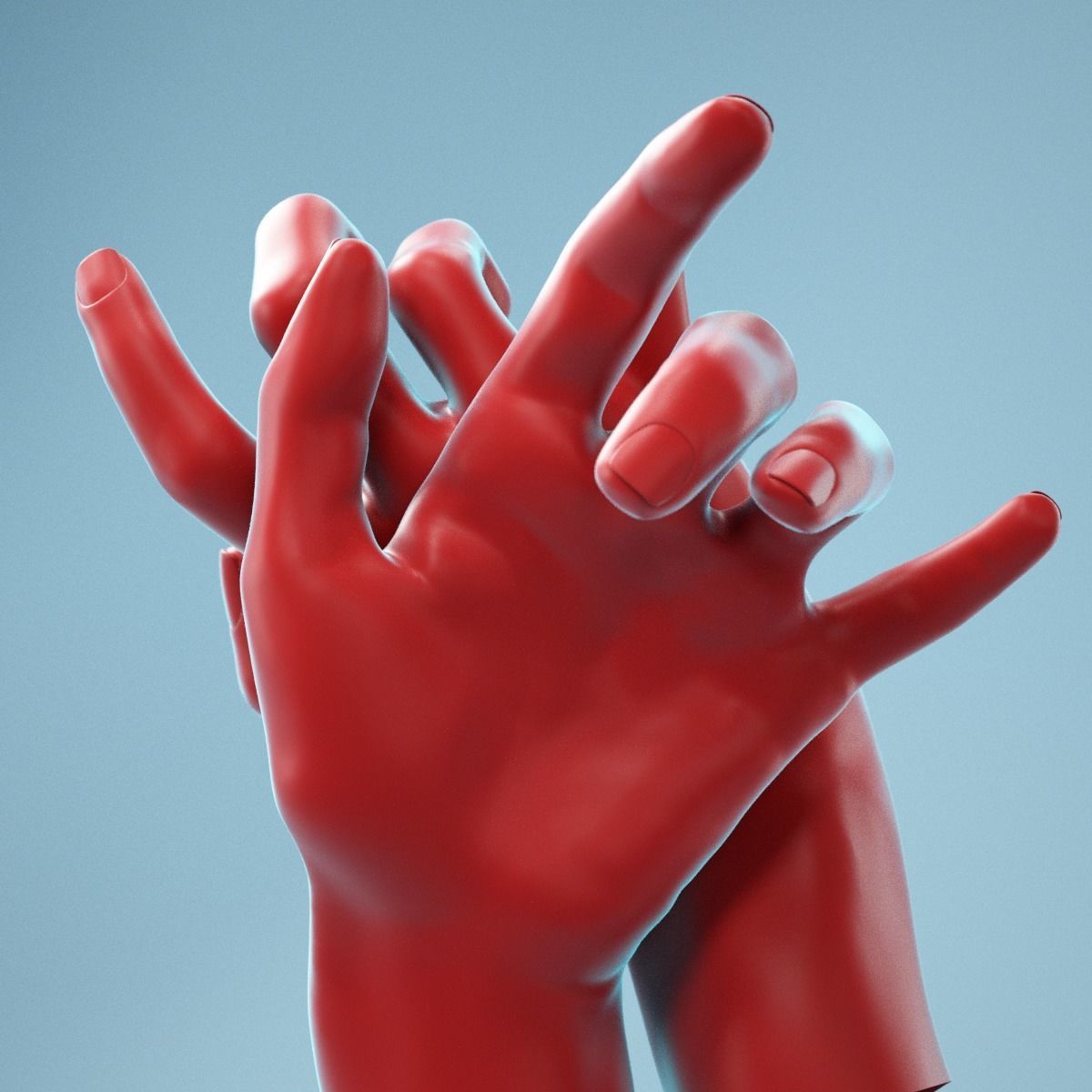 Leaning Back to Back Relaxed Realistic Hand Model 22 3D model_4