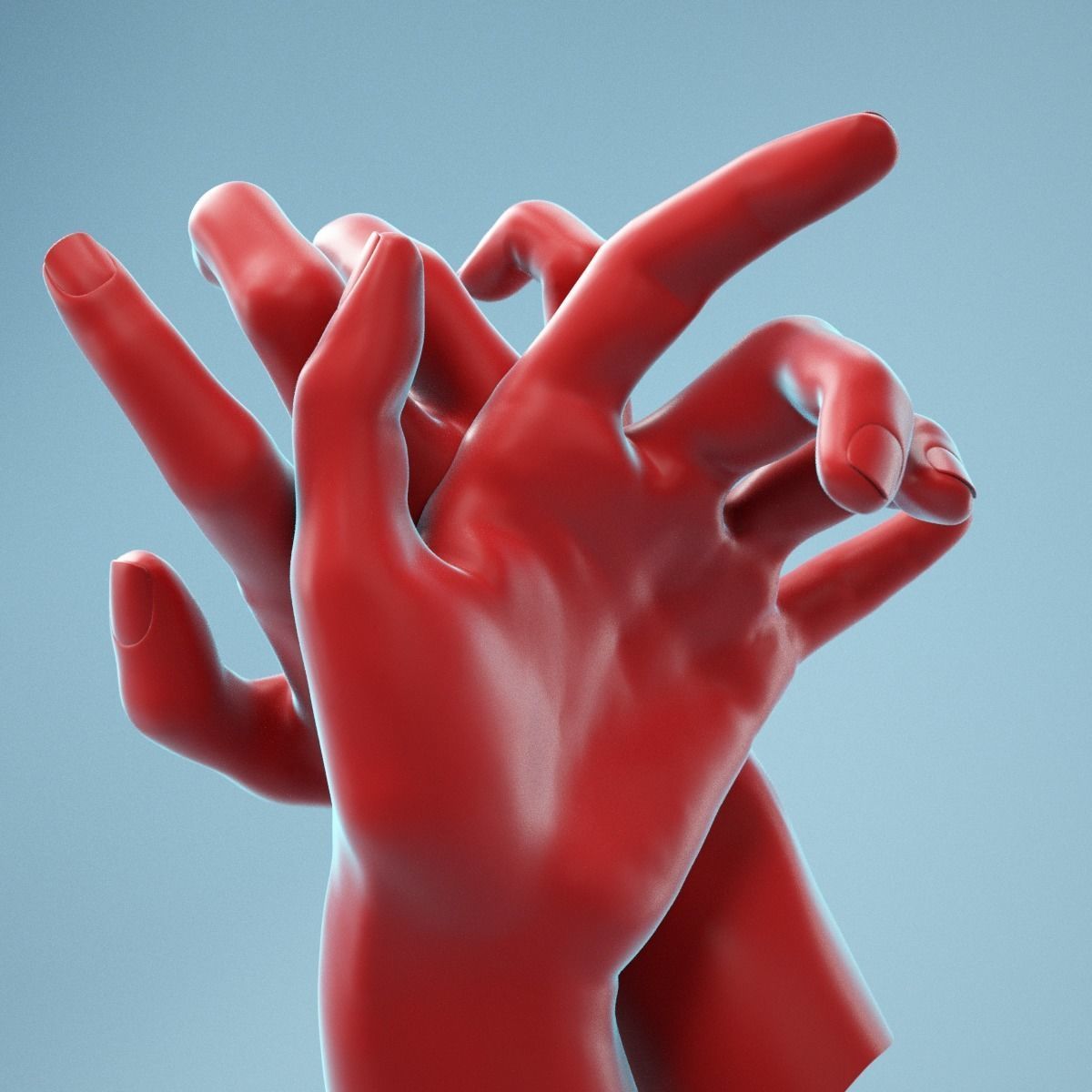 Leaning Back to Back Relaxed Realistic Hand Model 22 3D model_5