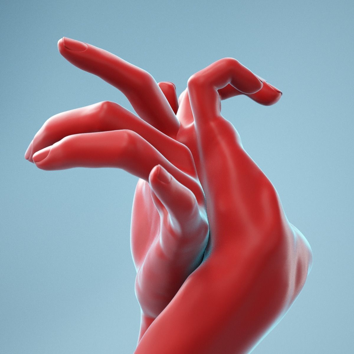 Leaning Back to Back Relaxed Realistic Hand Model 22 3D model_1