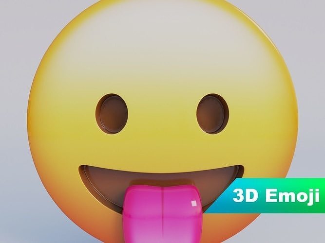 Face With Tongue 3D Emoji  Low-poly 3D model
