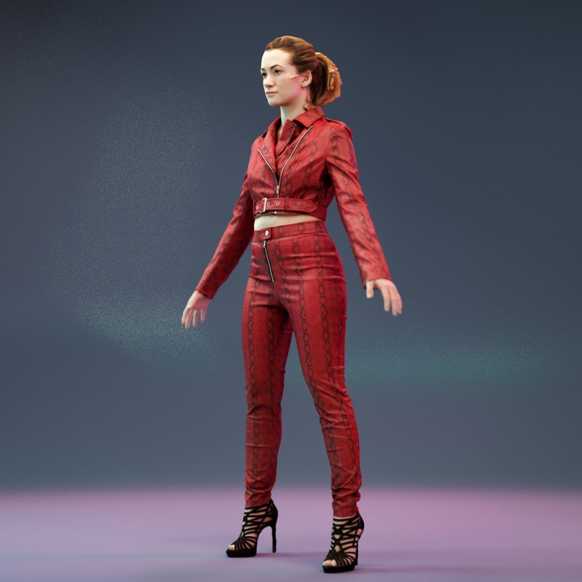 Red Leather Snake Outfit Girls Collection _4