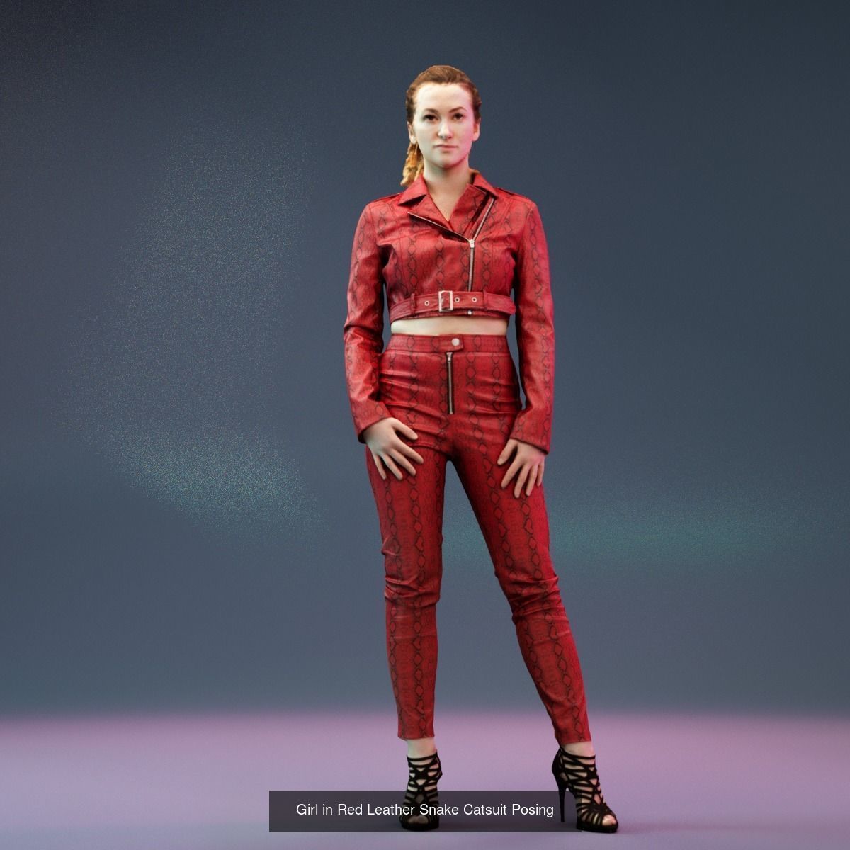 Red Leather Snake Outfit Girls Collection _11