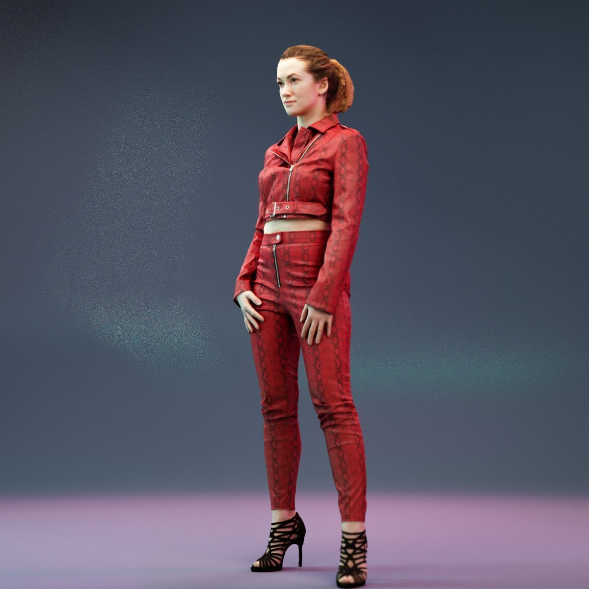 Red Leather Snake Outfit Girls Collection _13