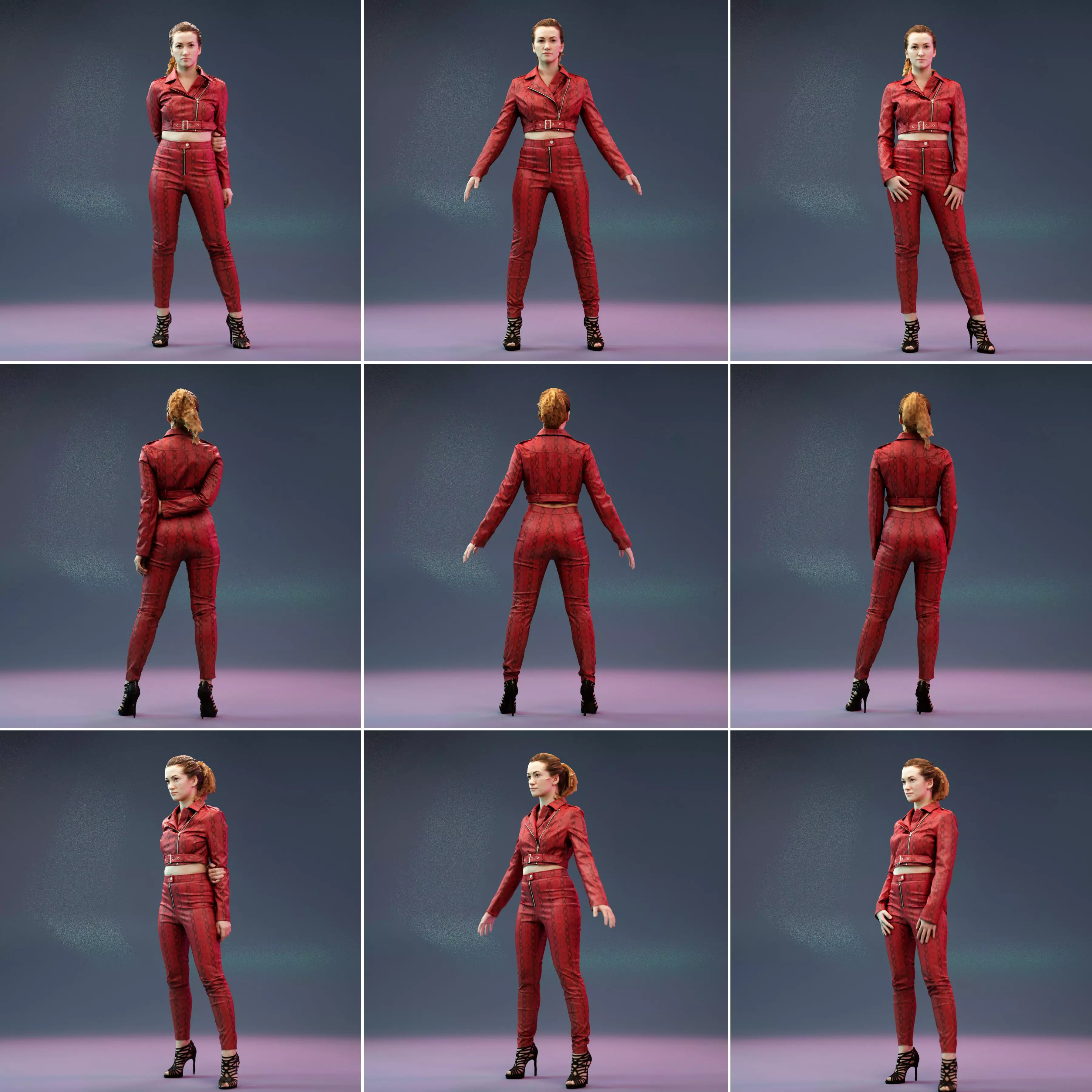 Red Leather Snake Outfit Girls Collection _0