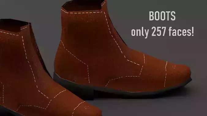 LOW POLY BOOTS leather Low-poly 3D model