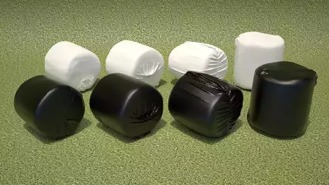 Wrapped Hay Bales 3D model