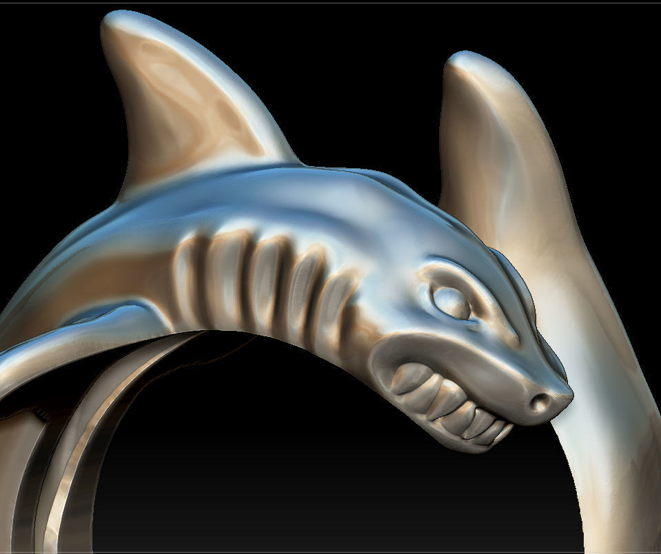Shark ring 3D print model_3