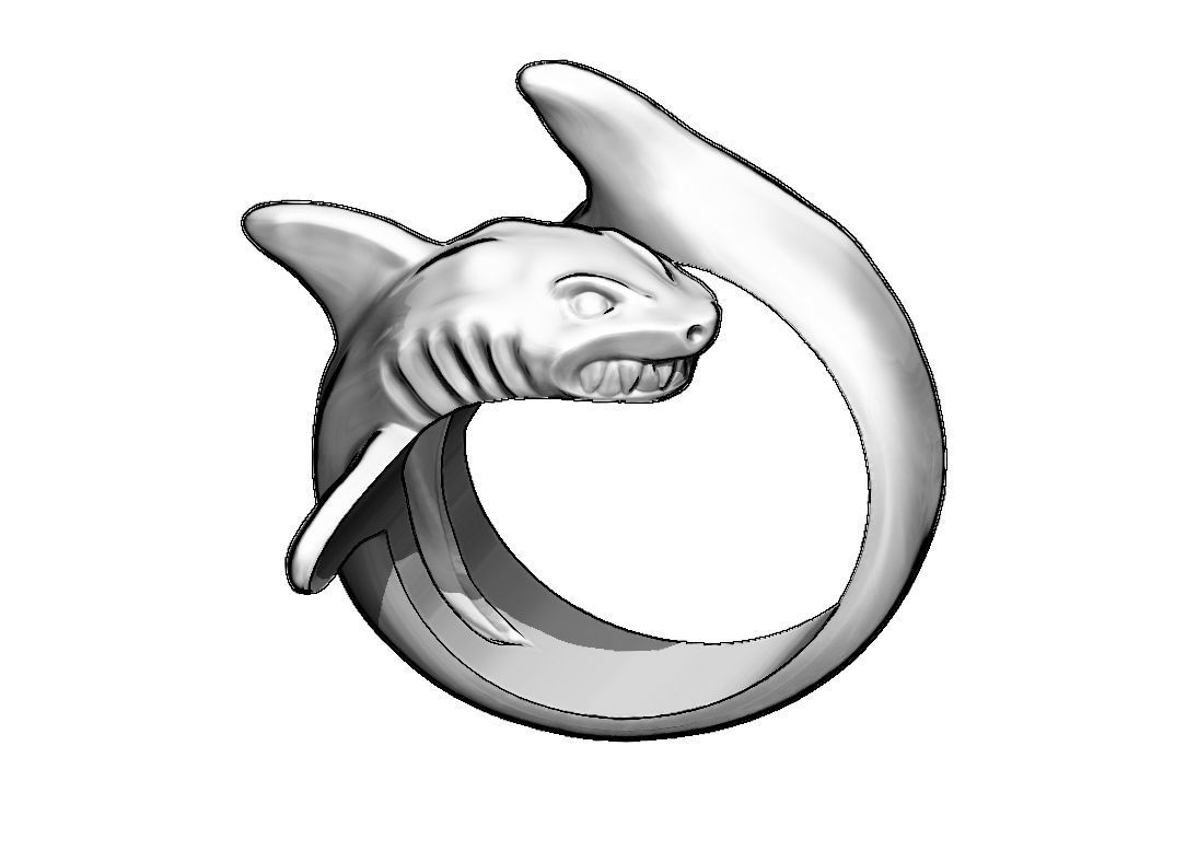 Shark ring 3D print model_2