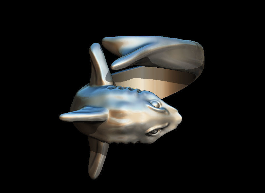 Shark ring 3D print model_7