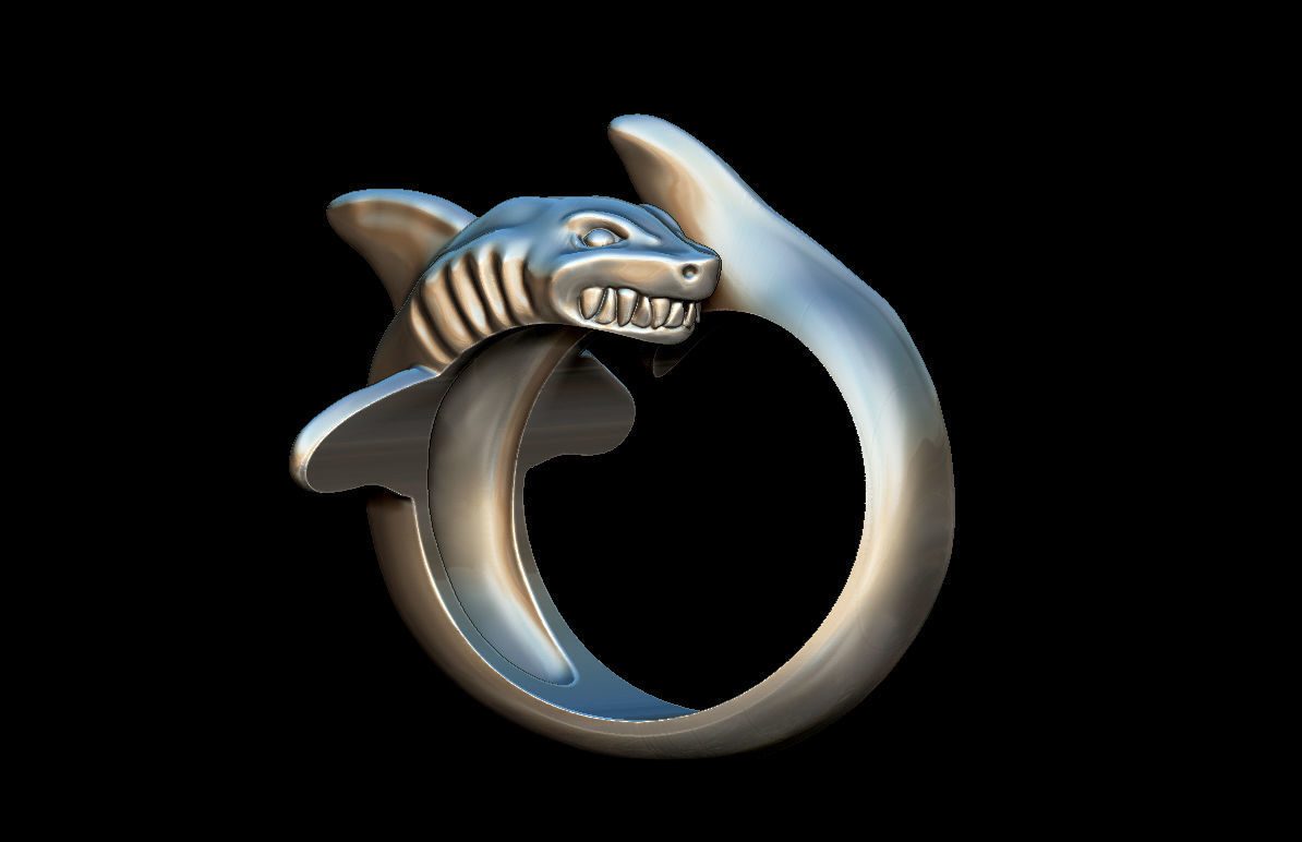 Shark ring 3D print model_8